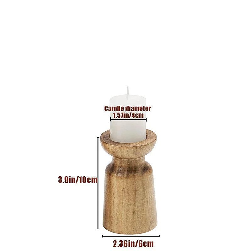 Natural Wooden Candlesticks Candle Holder Set | Modern Retro Vintage Candle Stand