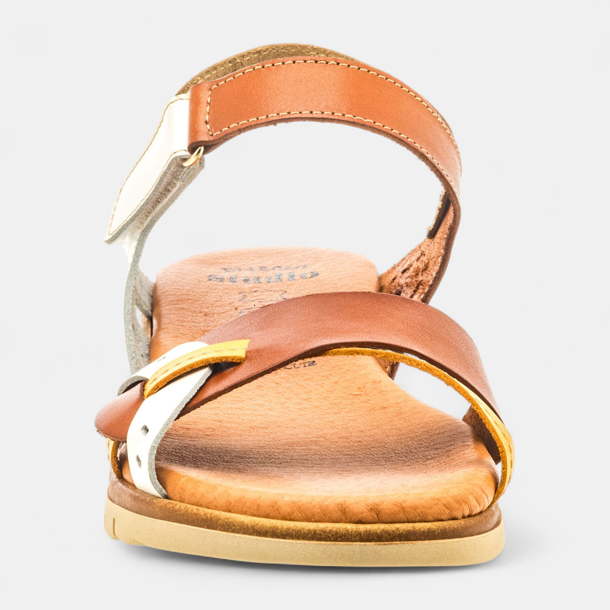Sandales Femme en cuir cognac