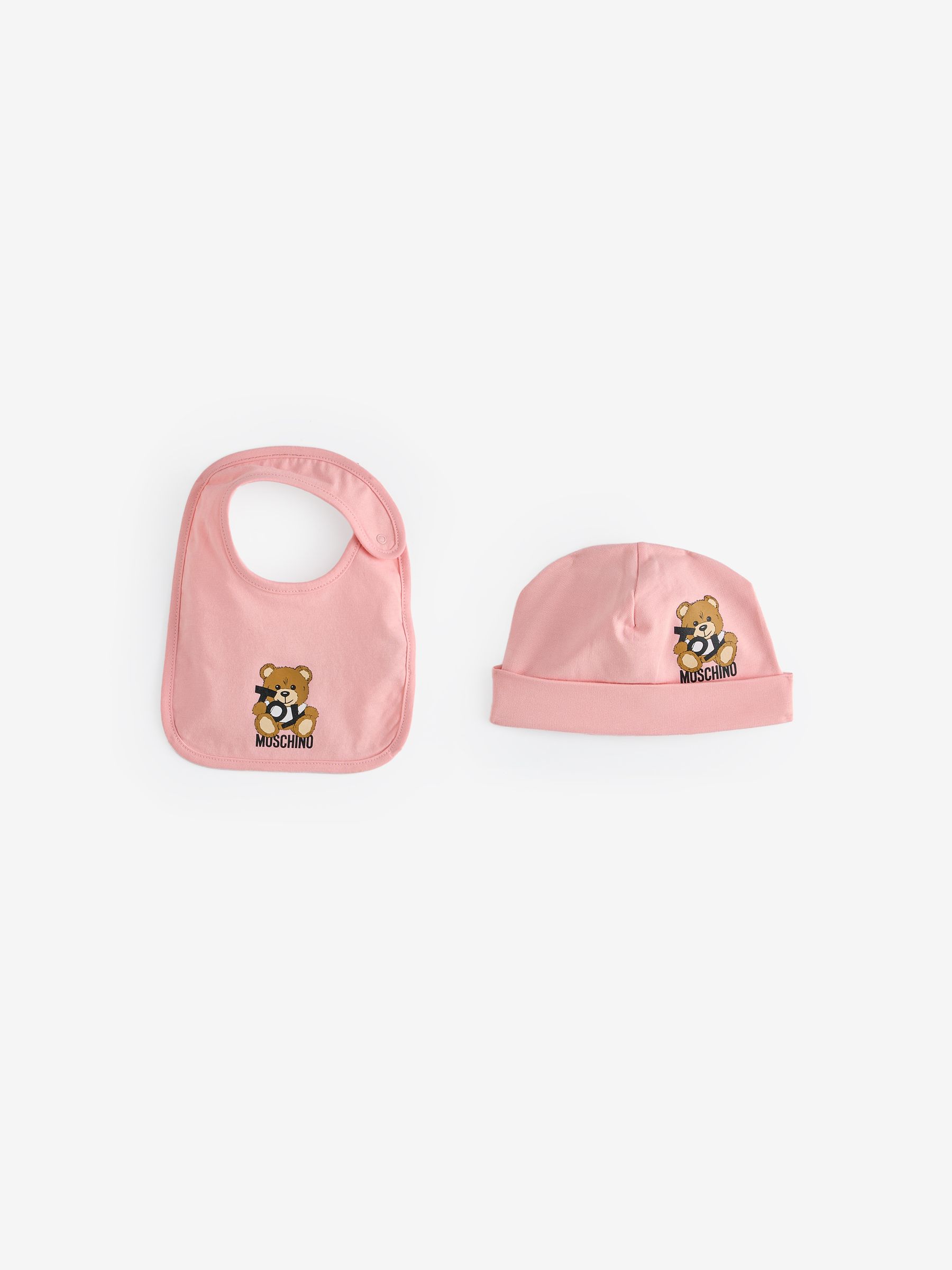 Roze - Moschino Baby Logo Sleepsuit, Hat & Bib Giftset With Giftbox