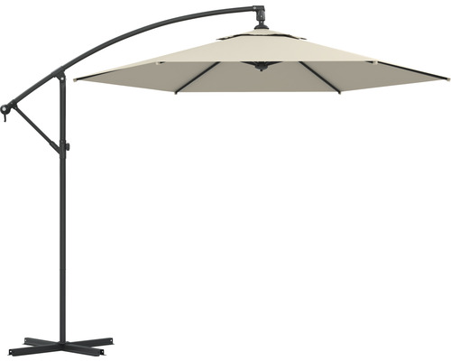 Soluna Lyon zweefparasol, Ø 300 cm, hoogte 257 cm, ecru, inclusief kruisvoet.