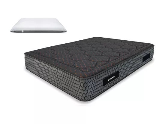 Matelas mousse Cosmos Black - 90x190cm et 1 Oreiller 70x40cm - accueil mémoire de forme - 28 cm