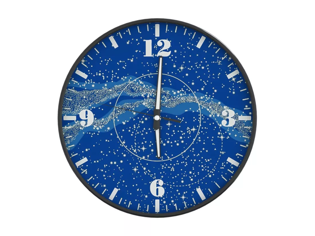 Horloge murale et échelles et aiguilles lumineuses bleu Ø30 cm