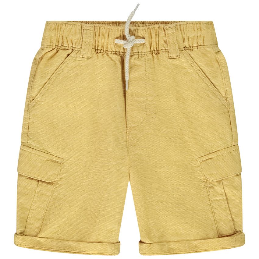 Bermuda style cargo uni en coton texturé pour garçon - Jaune