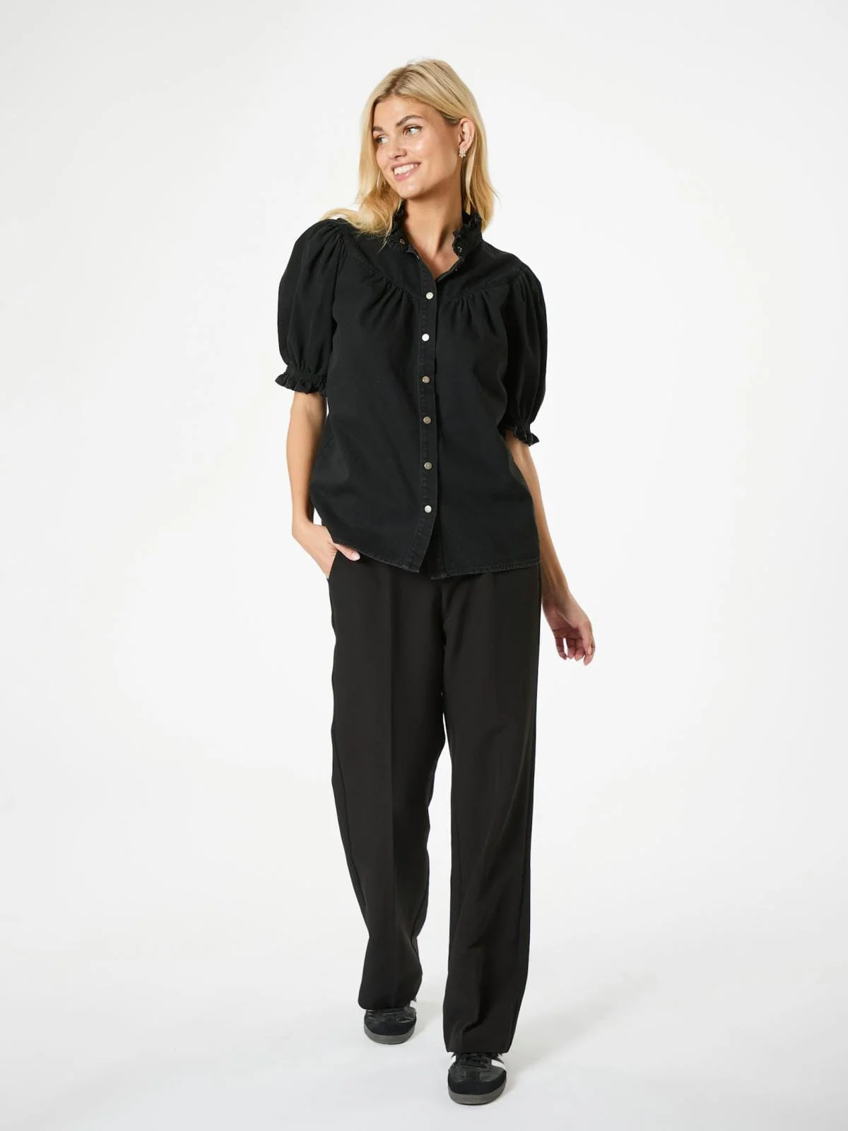 Neo Noir Avalon Denim Shirt black