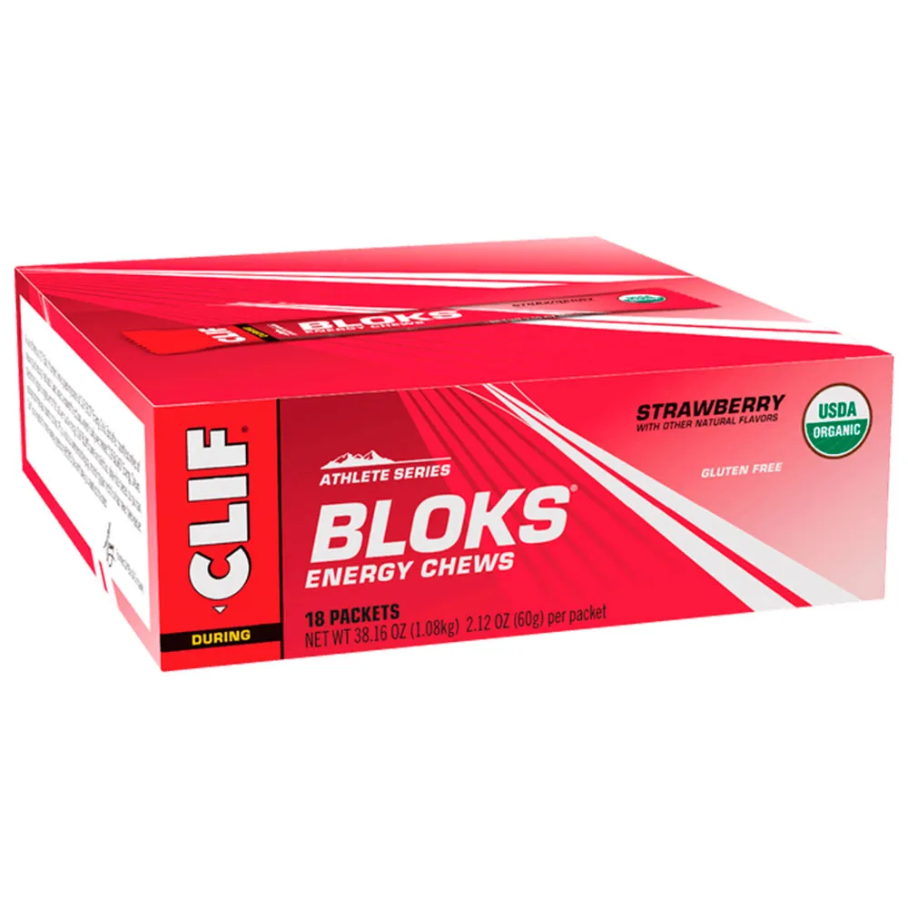 Clif Bloks Energie Kaugummis Erdbeere 60g 18 einheiten