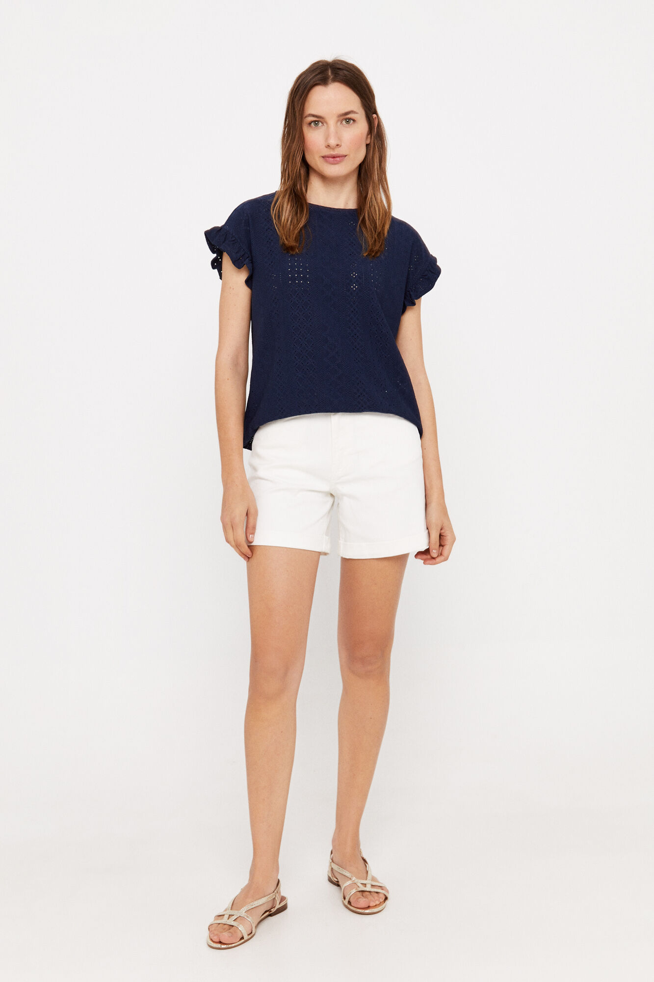 Camiseta com estrutura de malha - Azul Marinho