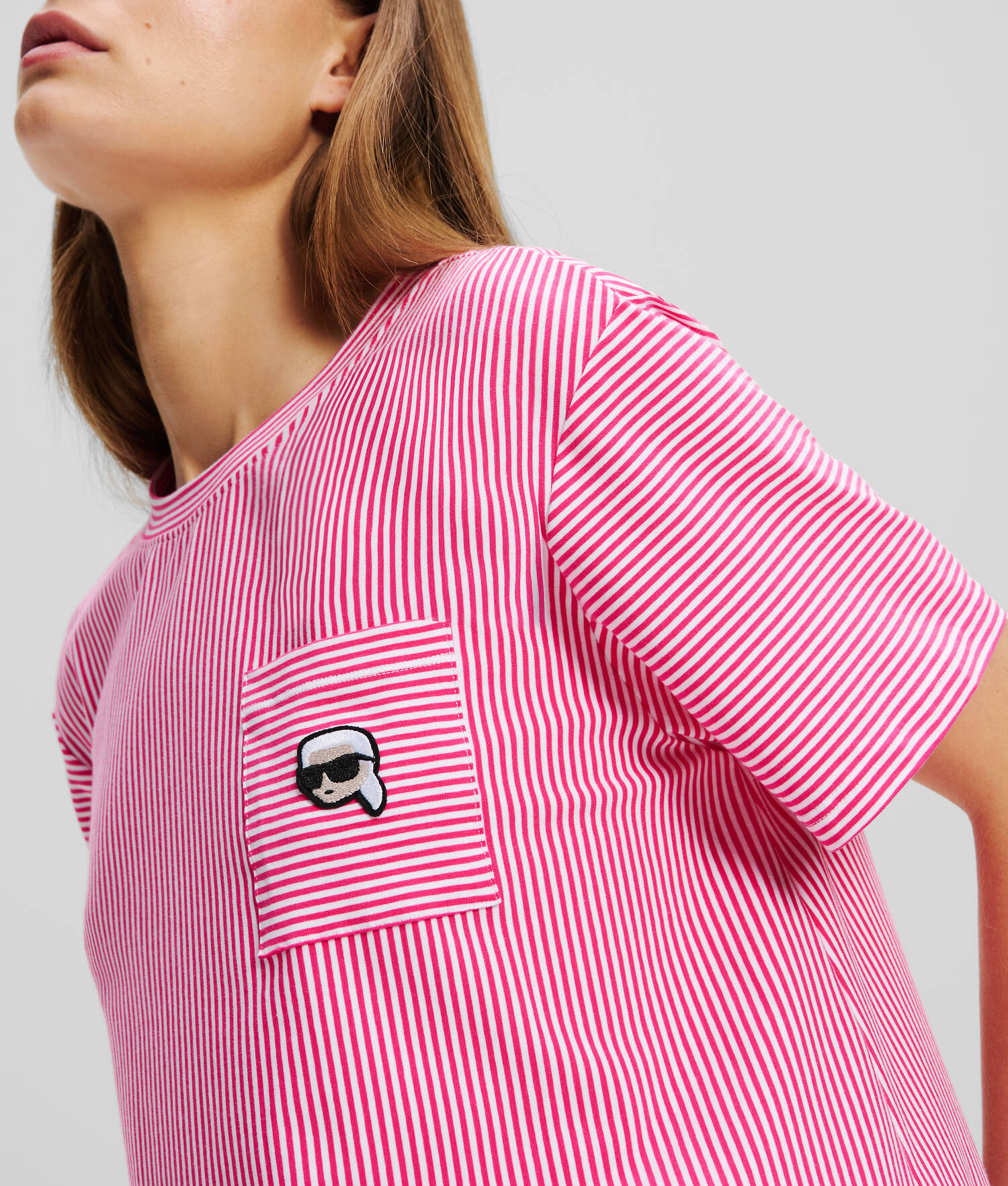 ROBE PYJAMA RAYÉE IKON - Framboise-rayure blanche