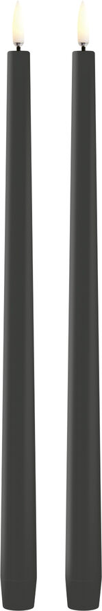 Uyuni LED slim taper candle, Grey, Smooth, 2-pack, 2,3x32 cm Grey