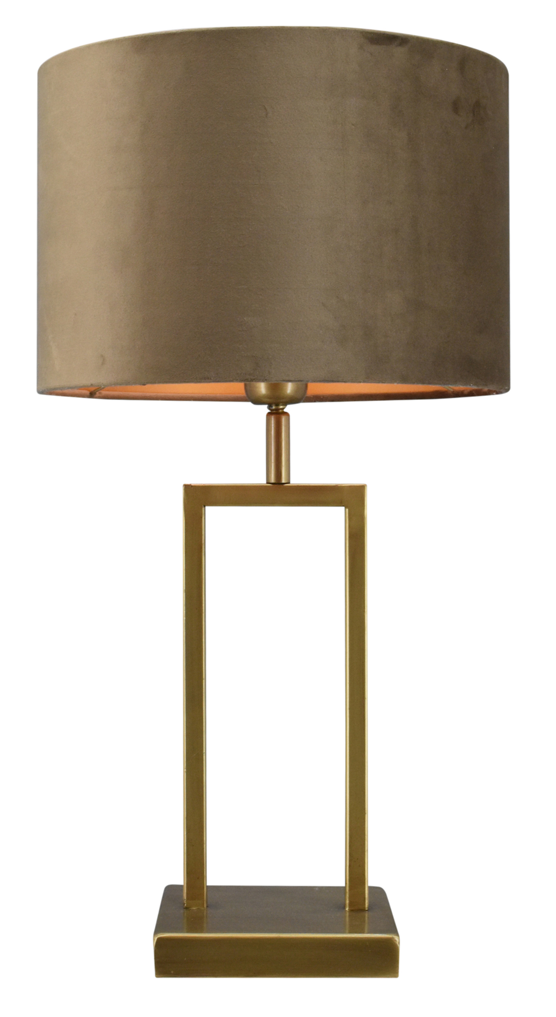 Tafellamp Veneto klein brons + kap 30/30/20 Alice velours bruin ( gouden binnenkant )