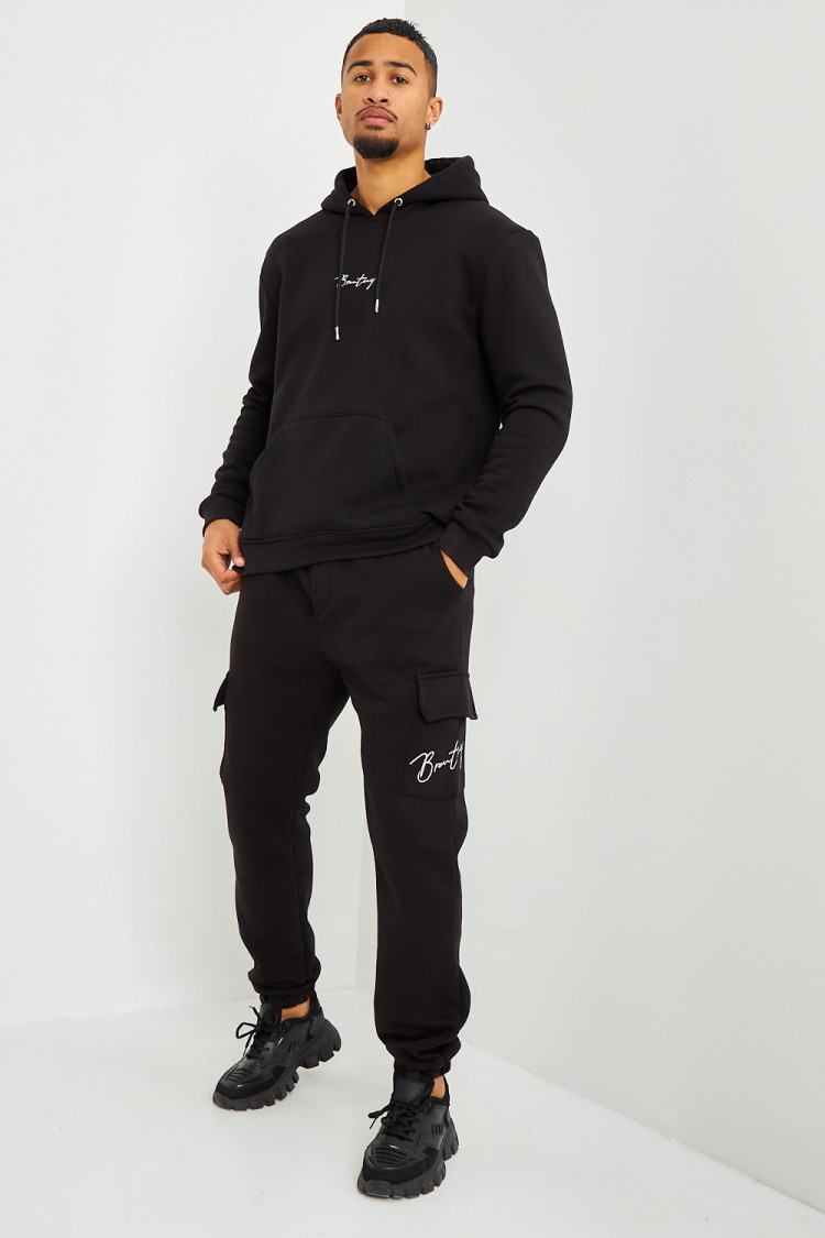 Pantalon de jogging noir poches cargo inscription Brentiny