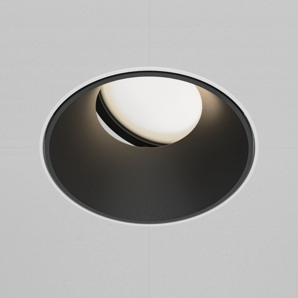Deel inbouw plafondspot in zwart GU10 102mm