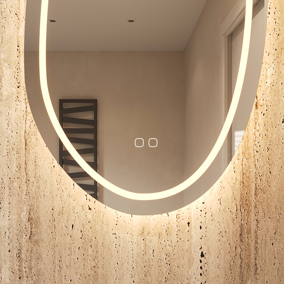 Hipp Design Phantom spiegel organisch 45x90cm met LED verlichting en spiegelverwarming
