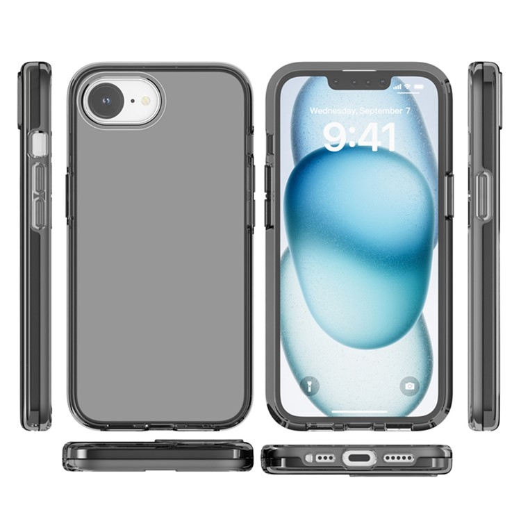 iPhone 16e Hybrid Hardcase Hülle mit TPU Bumper - Grau / Transparent