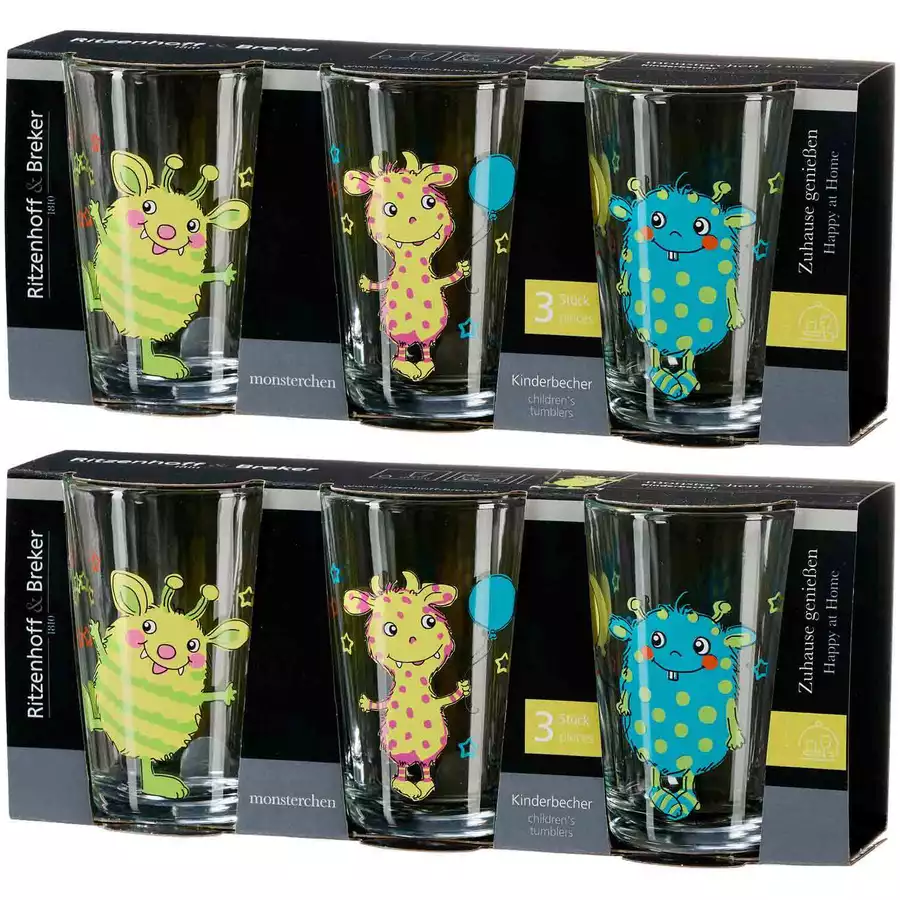 Ritzenhoff & Breker GmbH & Co. KG Kindergläser Monsterchen 205 ml 6er Set bunt
