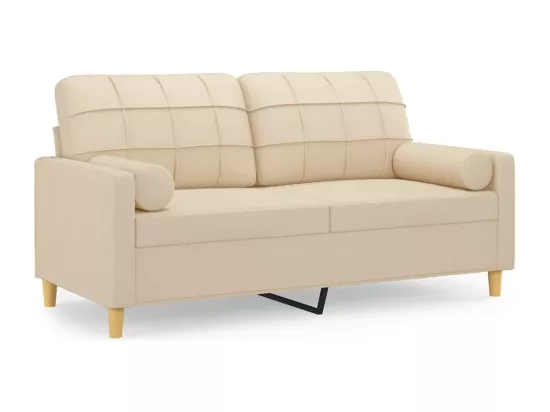 Canapé 2 places avec oreillers décoratifs crème 140 cm tissu