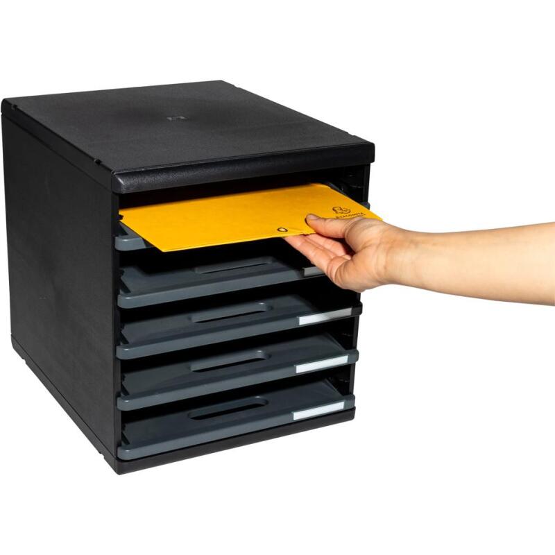 Module de classement Modulo Ecoblack 5 tiroirs ouverts - Gris foncé