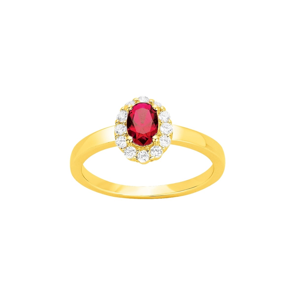 Bague en Plaqué Or avec spinelle rouge rubis
