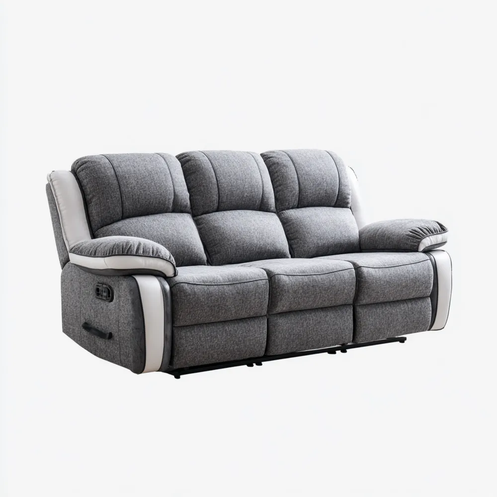 3-Sitzer-Sofa Stoffpolsterung 200x90x100 cm – Grau/Weiß – Zeitgenössisches Design