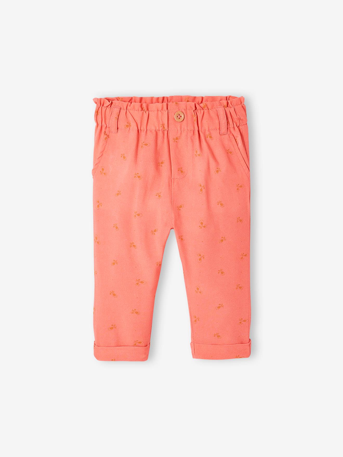 Calças fluidas coral para bebê