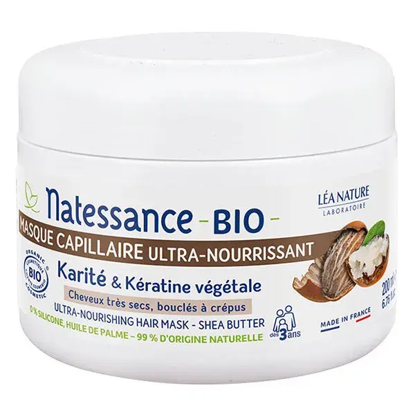 Natessance Masque Capillaire Nutrition Karité Bio et Kératine Végétale 200ml