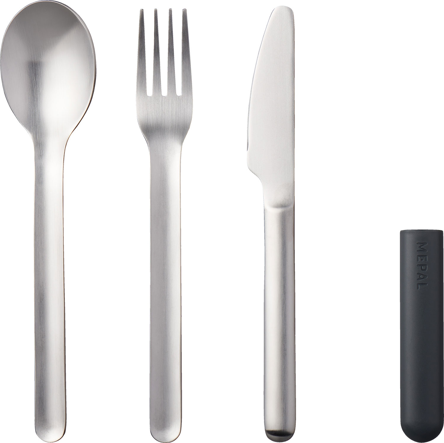 Mepal Bloom Edelstahl Besteck Set inkl. Kunststoffhülle 3-tlg. Pebble Black