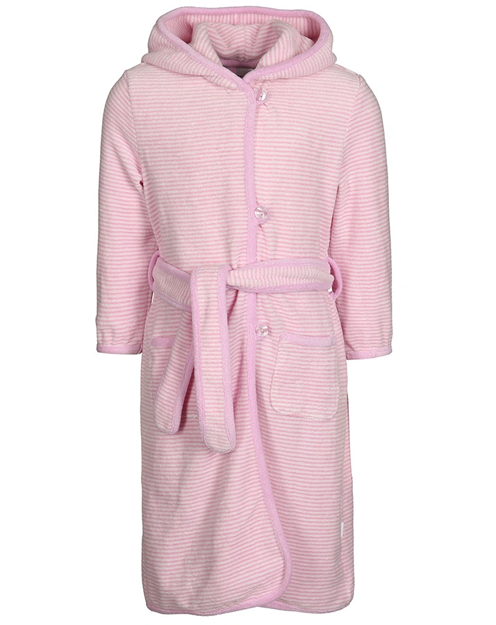 Frottee-Bademantel GIRLY geringelt in rosa/weiß