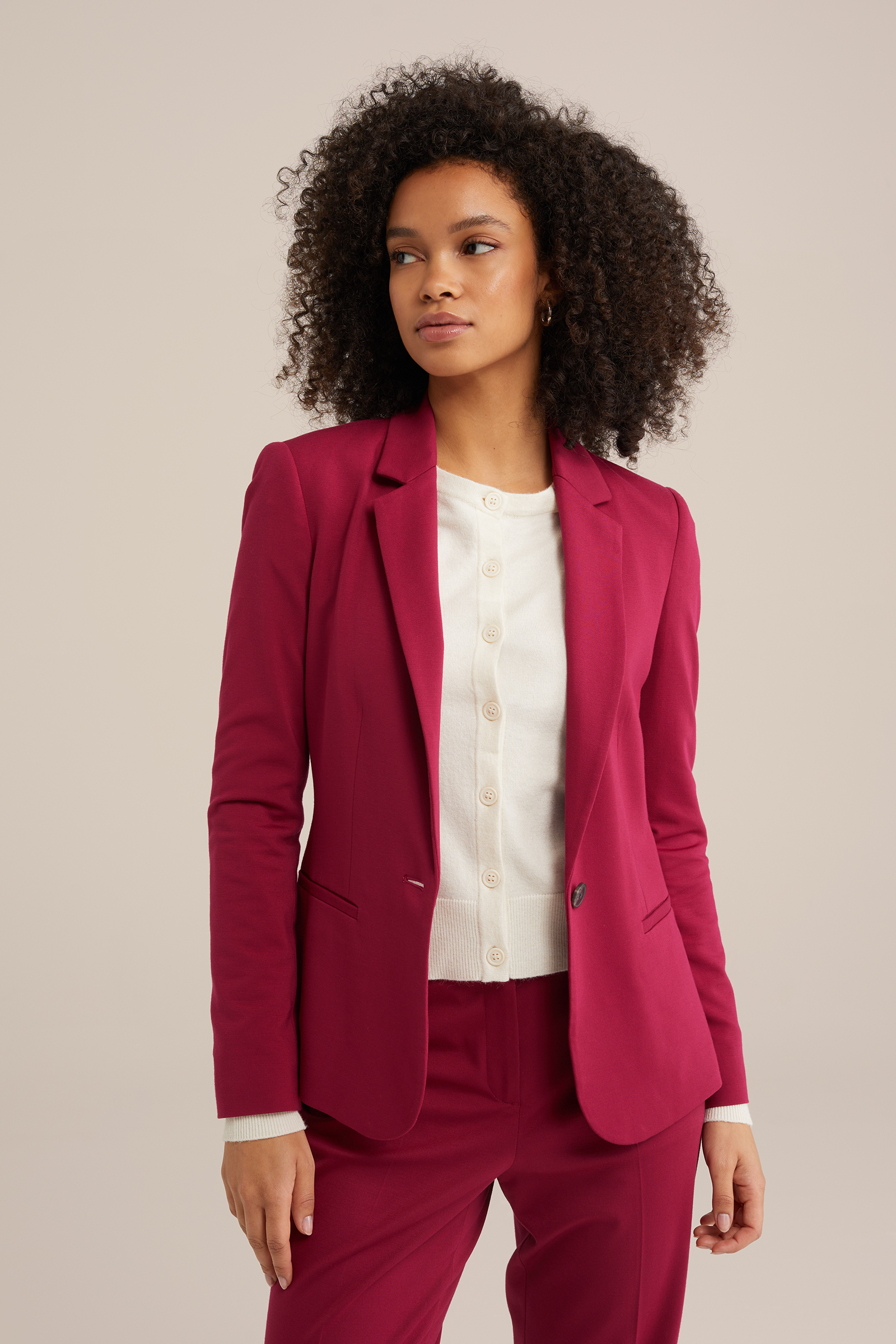 getailleerde jersey-stretch blazer WE Fashion Rood