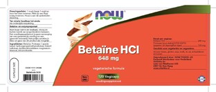 NOW Betaïne HCl 648 mg Capsules 120ST