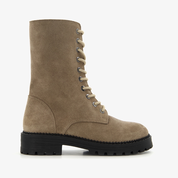 Groot suède meisjes veterboots beige
