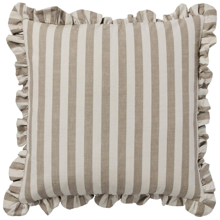 Broste Copenhagen Ina kussen 50x50 Brown Kelp/Castle Beige
