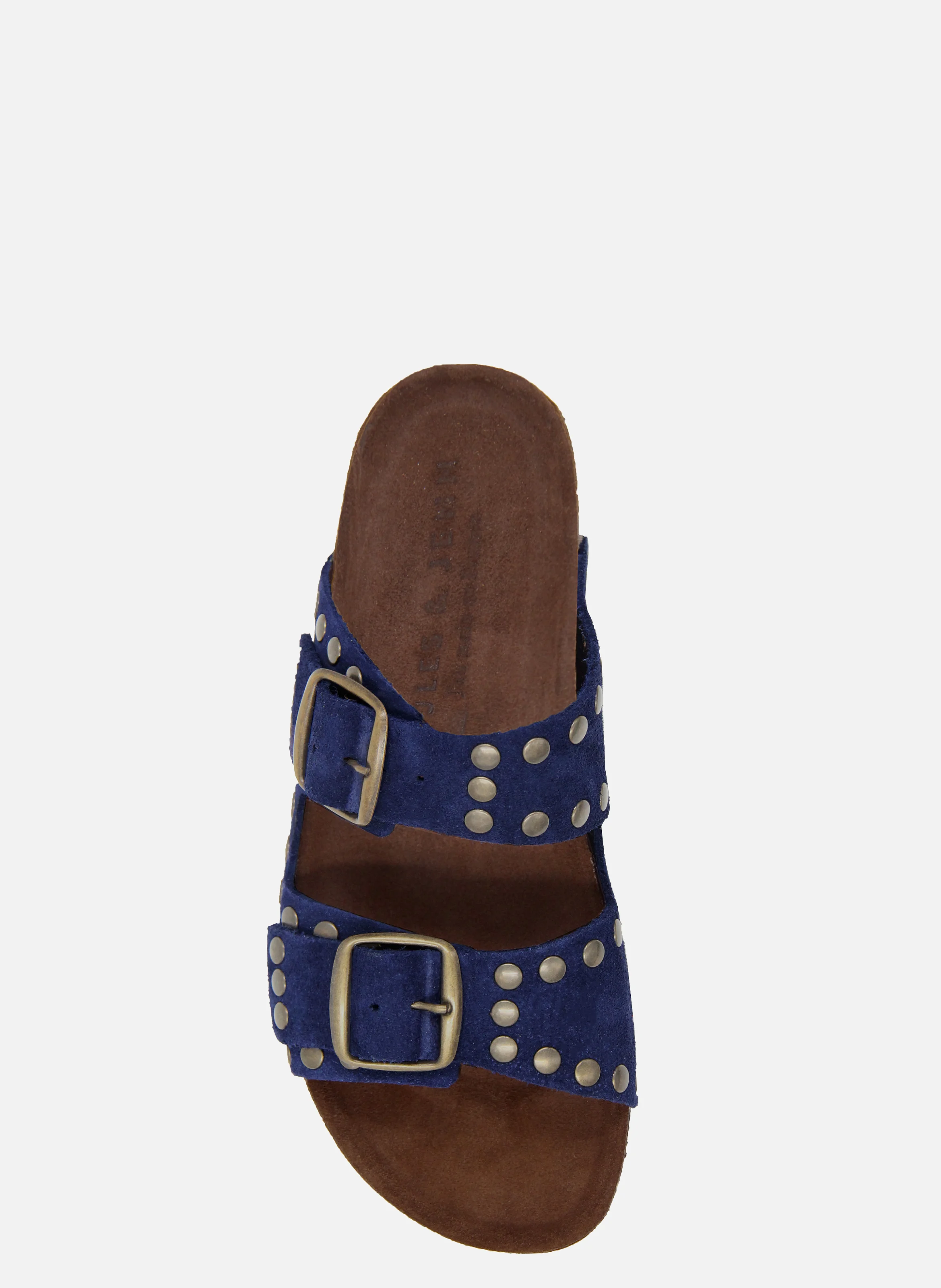 Mules liège cloutées cuir daim | Bleu