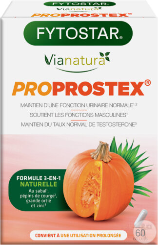 Vianatura Proprostex Complément Alimentaire Pour Les Hommes 45+ Ans 60 Gélules