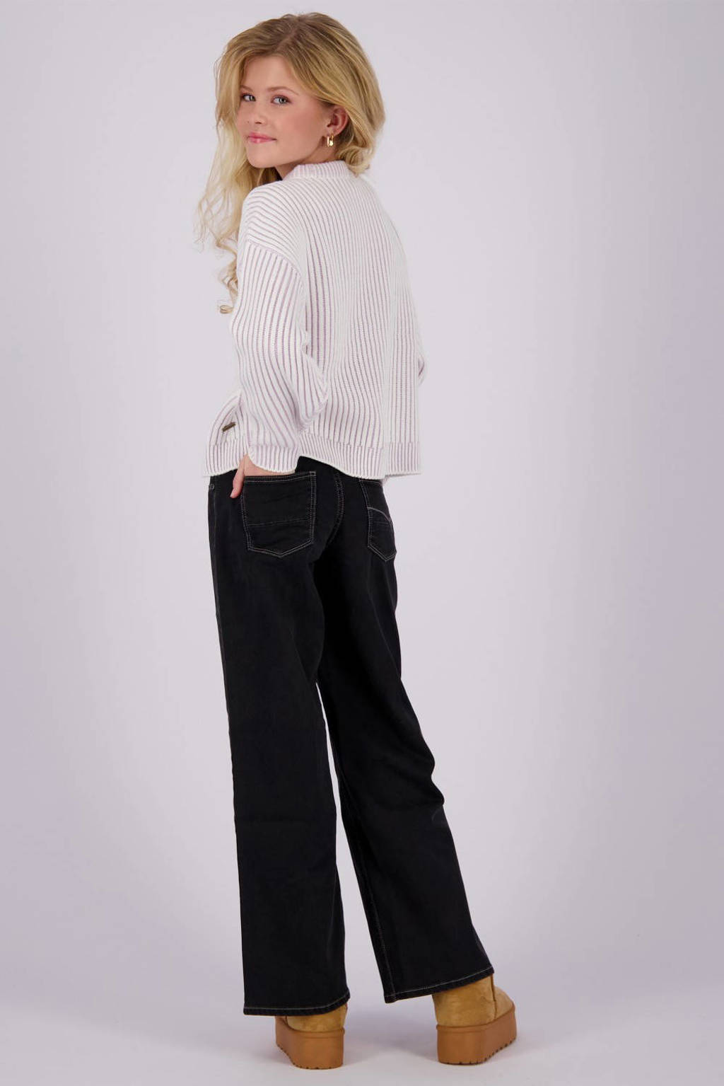 Vingino high waist wide leg jeans Bellini black denim