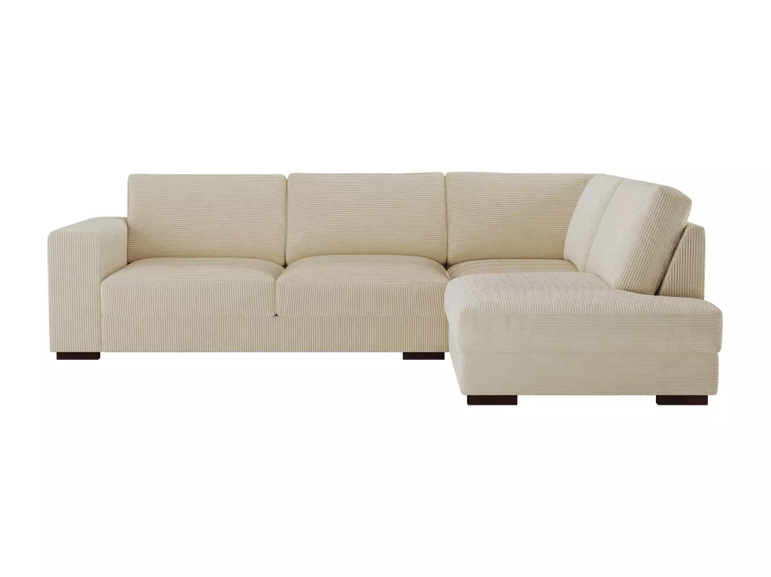 Canapé d'angle droit en velours côtelé beige MESETA
