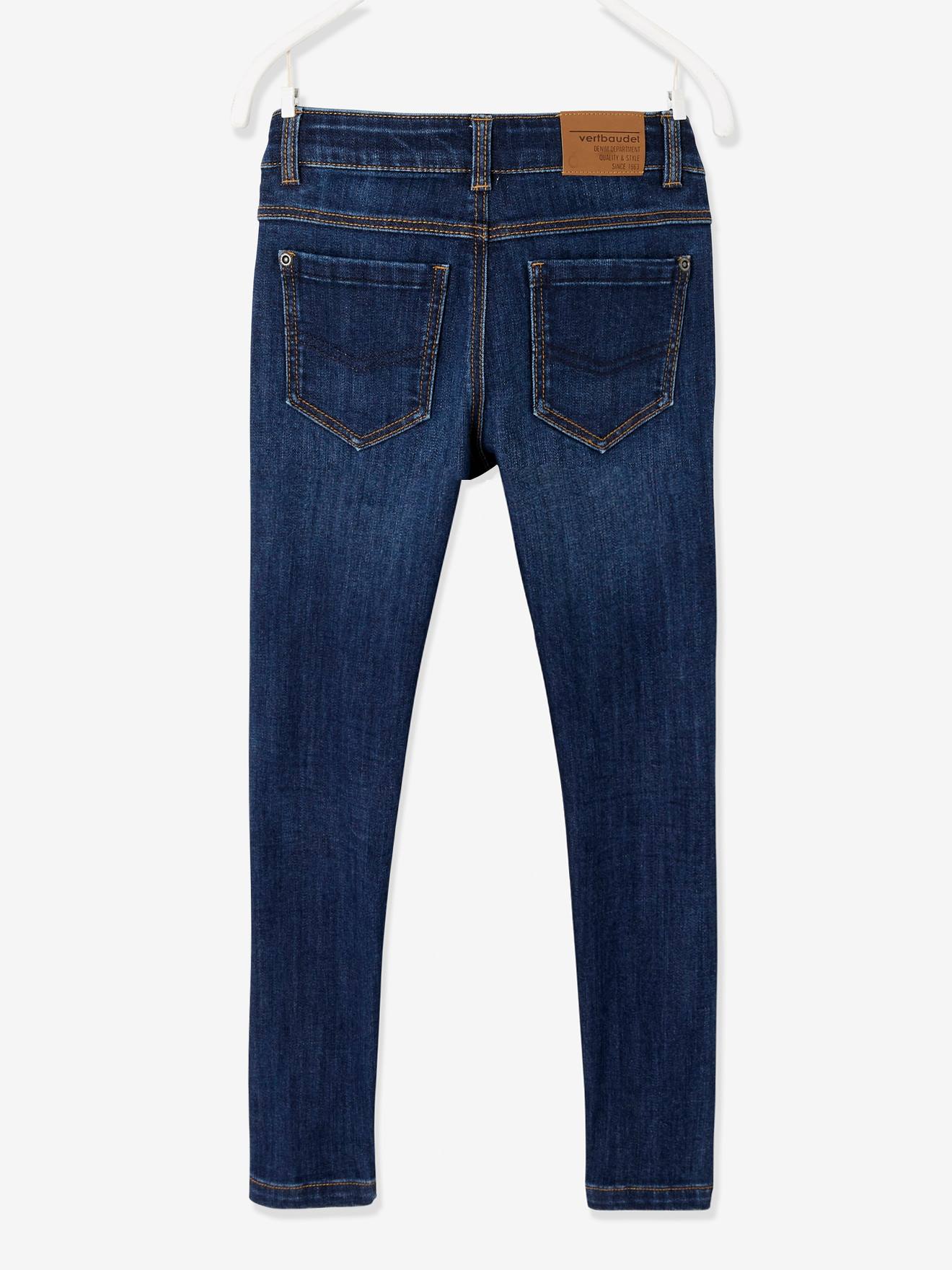 Calça jeans slim indestrutível para meninos, azul escuro liso