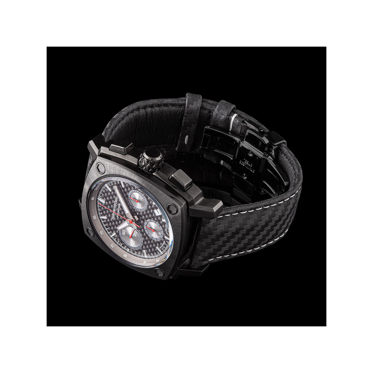 Montre HUMBERT-DROZ hd7 homme chronographe, bracelet cuir noir