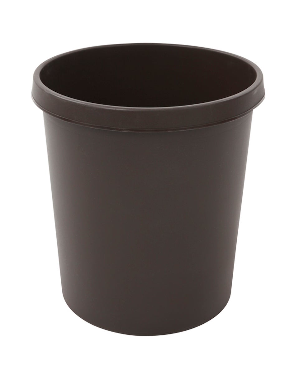 PROREGAL Klassieke ronde plastic afvalbak 18 liter HxBxD 32 x 31 x 31 cm Bruin