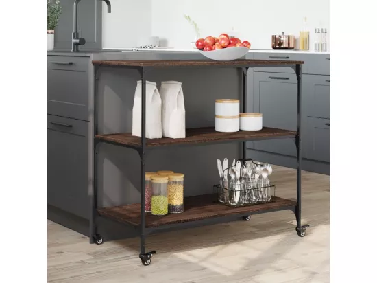 Chariot de cuisine chêne marron 102x50x95 cm bois d'ingénierie