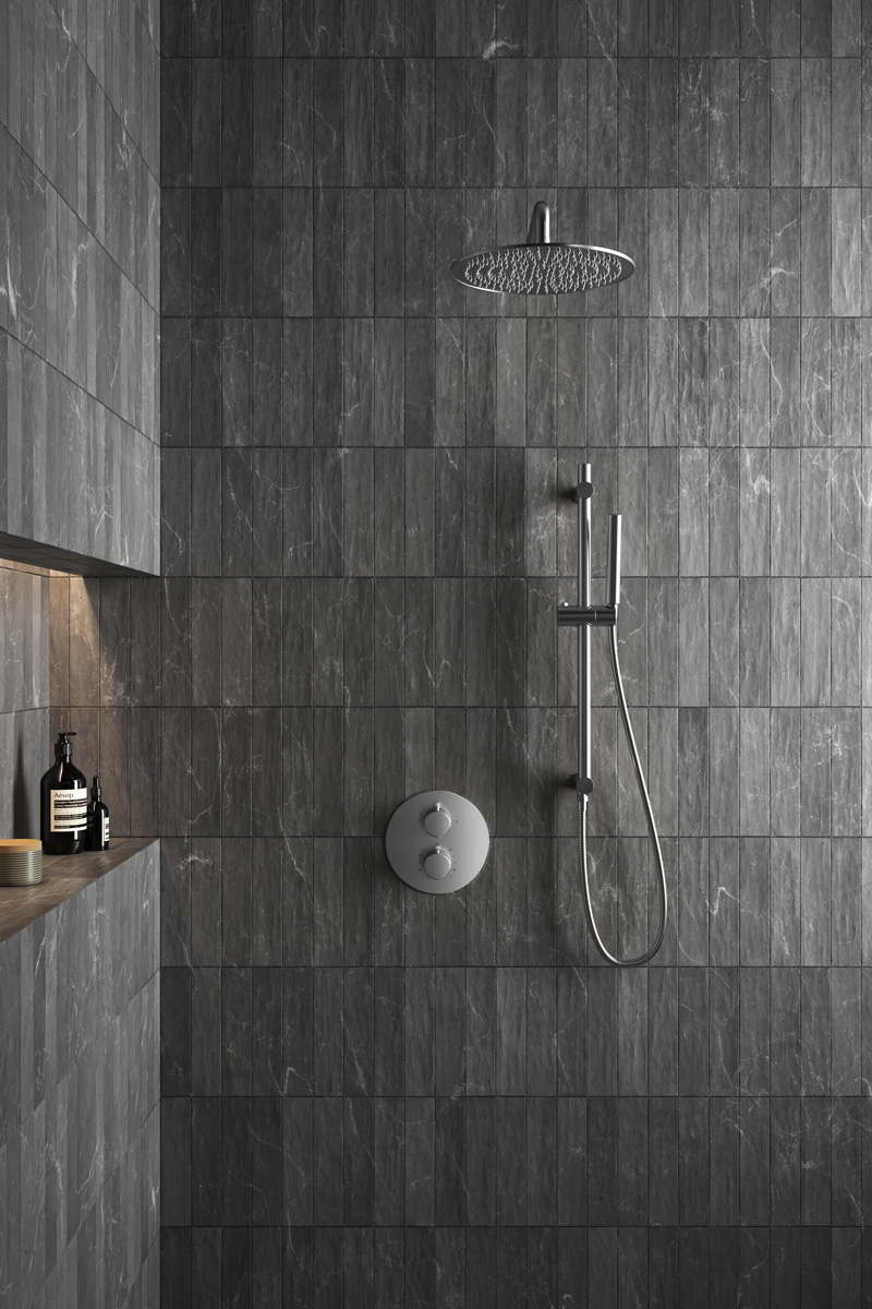 Saniclear Exclusive inbouw regendouche rond met 20cm hoofddouche, muurarm en glijstang RVS