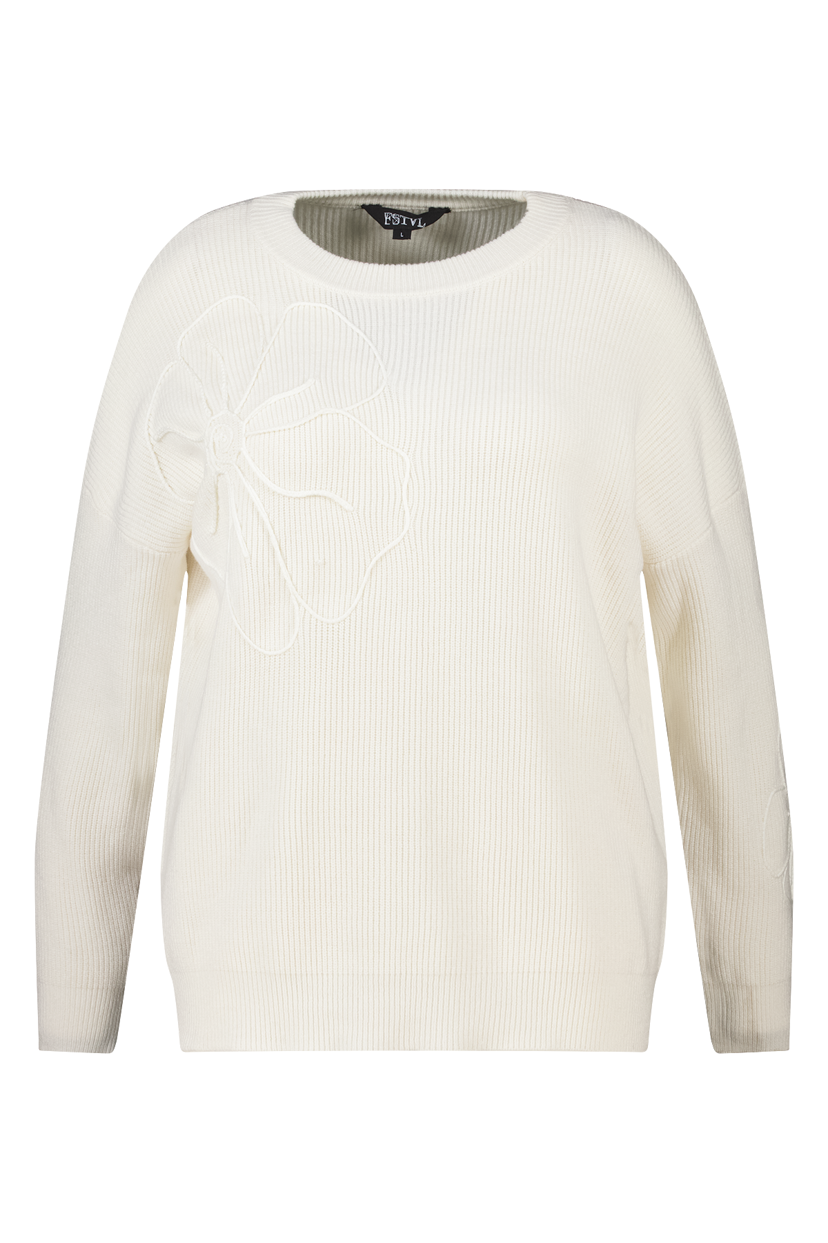 Trui met geborduurde bloemen Cream