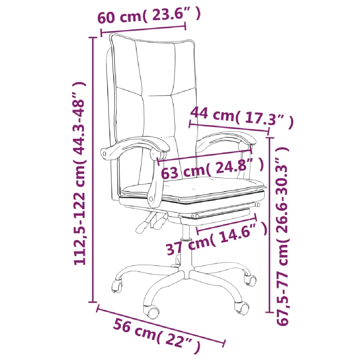 vidaXL Fauteuil inclinable de bureau - Rose