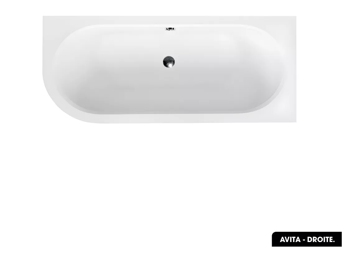 Baignoire d'angle - avec tablier noir Mat et repose tête offert | AVITA | 160 x 75 cm - Droite