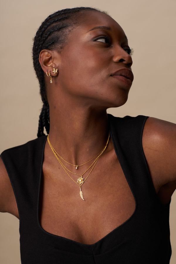 Orelia Jewellery Pave Leaf Charm Necklace