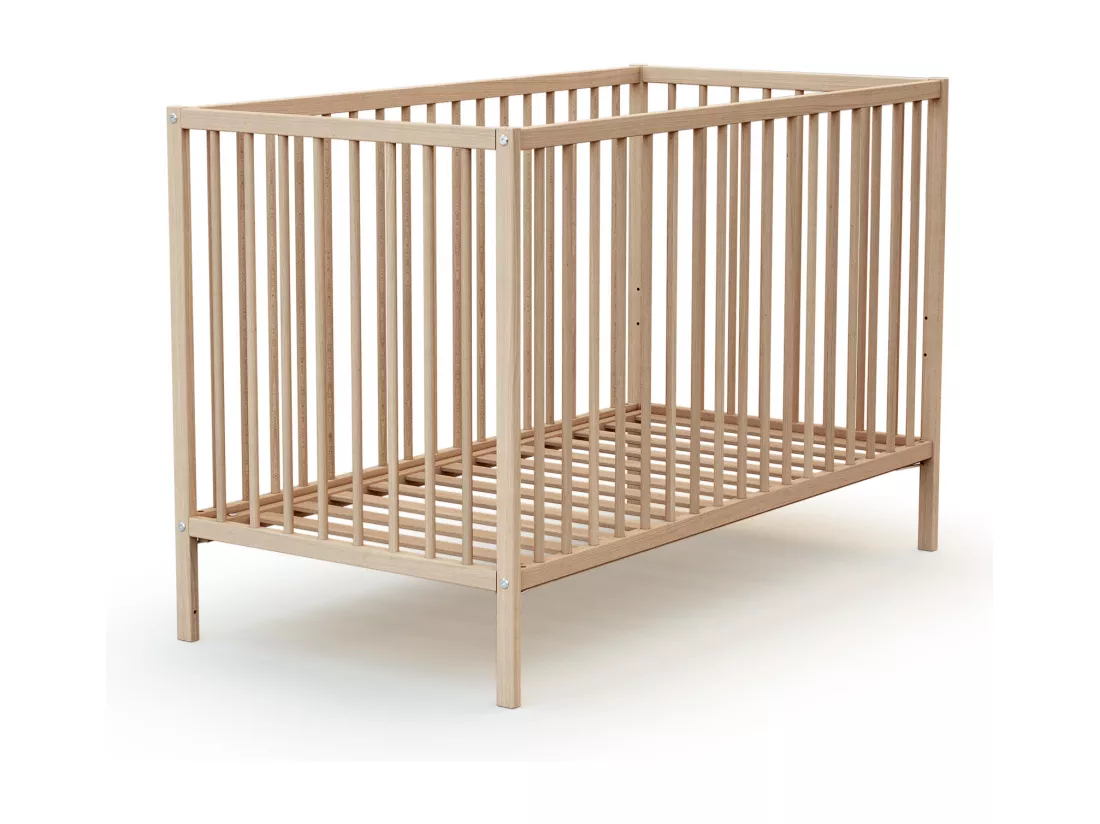 Lit bébé en bois avec matelas Hêtre Brut 60 x 120 cm