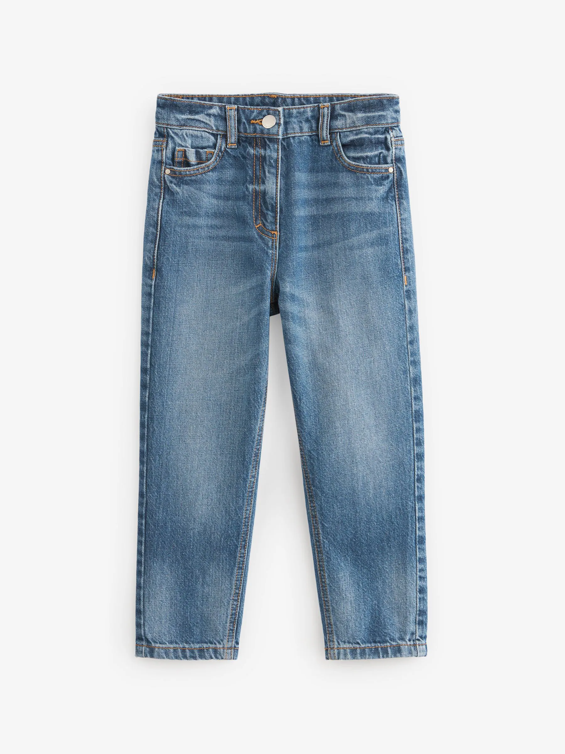 Middenblauw denim - Mom 100% katoenen jeans (3-16jaar)