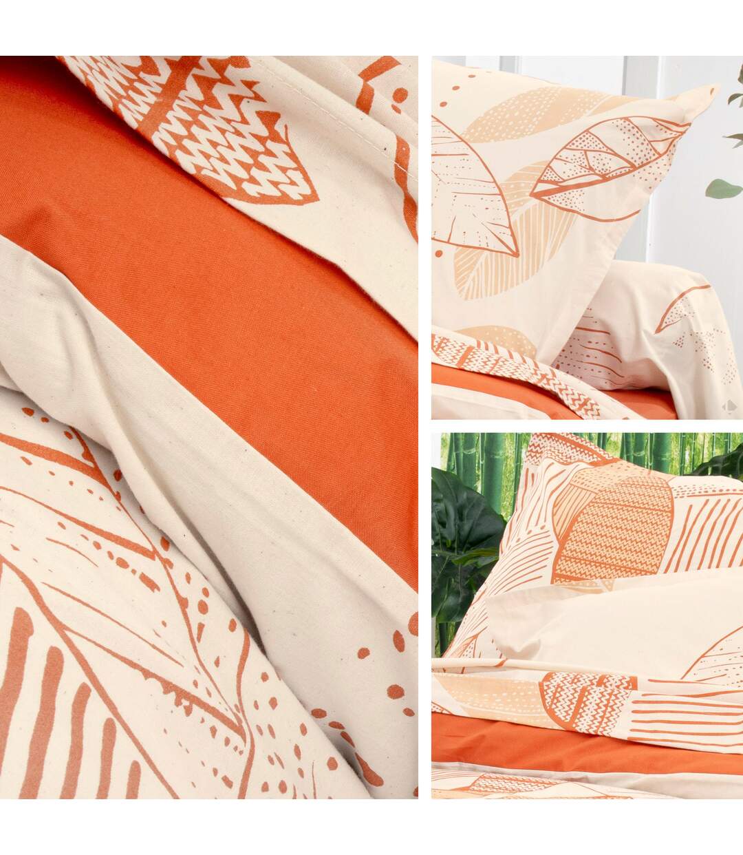 Housse de couette 200x200 cm coton FOLIO ecru Corail