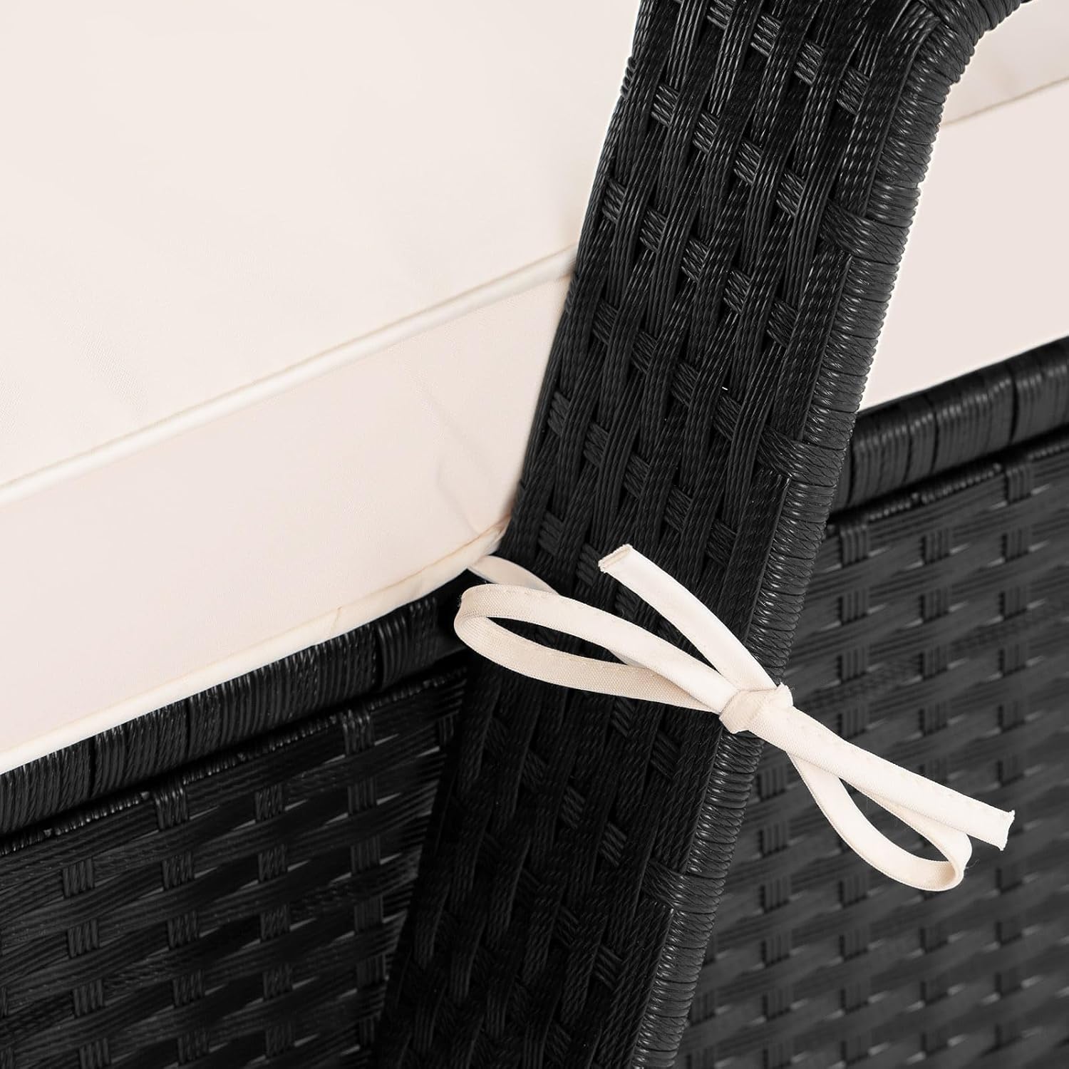 Casaria® Sonnenliege mit Rollen 7cm Auflage Extra Breit 90cm Gartenliege Wetterfest 165kg Belastbar Verstellbar Terrasse Balkonmöbel Liegestuhl Schwarz Creme
