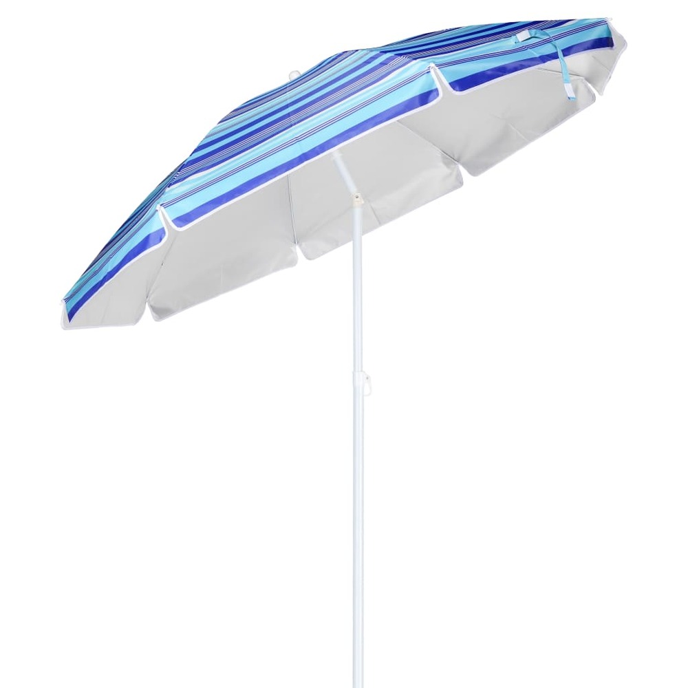 Parasol d'extérieur de plage 200 cm bleu à rayures