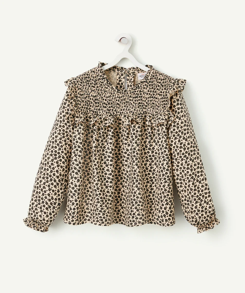 BLOUSE FILLE EN VISCOSE RESPONSABLE IMPRIMÉ FLEURI