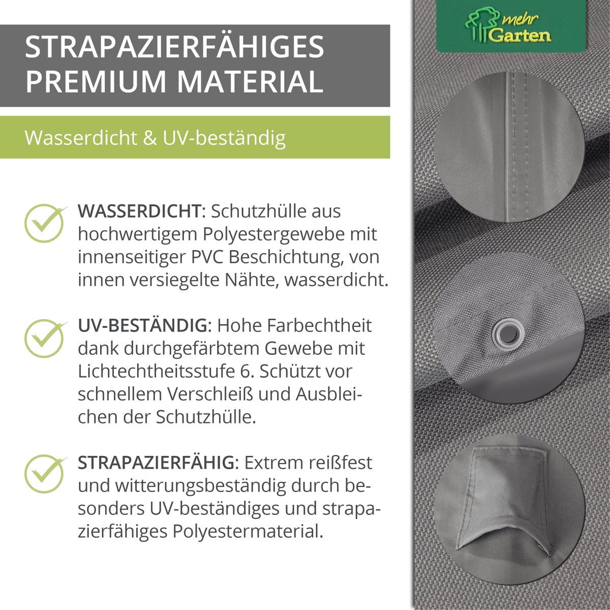 More Garden - Premium Lounge Stool Cover: 125(B) x 75(D) x 45(H) cm | Robuuste beschermhoes voor tuinmeubelen | Waterdicht en weerbestendig van Oxford 600D stof | Lichtgrijs